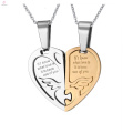 Chinese Couple Love Fashion Pendant, Custom Jigsaw Engraved Couple Heart Pendant